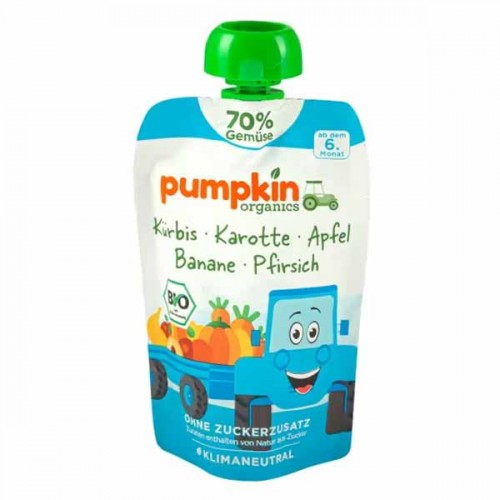 Пюре от тиква, морков, ябълка, банан и праскова - био 'pumpkin organics', 100 г Пюре от тиква, морков, ябълка, банан и праскова - био 'pumpkin organics', 100 г
